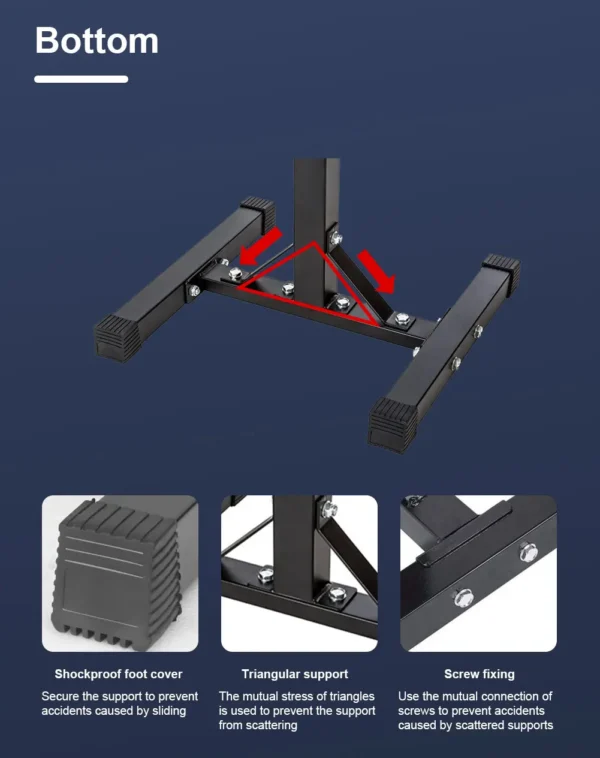 Repose Barre Musculation Support De Haltère Rack à Squat Réglable En Hauteur 105-160 cm - Noir