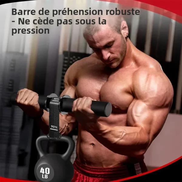 Rouleau de poignet réglable pour l'entraînement des avant-bras à domicile, avec poignée épaissie antidérapante, équipement de fitness pour le haut du corps