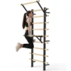 Structure d'escalade murale avec barres de traction et barres de dips – Équipement d'escalade intérieur de 86,6 pouces, montable au mur – Équipement d'escalade en bois pour adultes