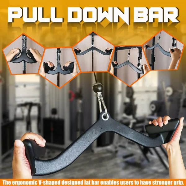 Ensemble de poignées de câble de gym - Barre de traction triceps/biceps, poignées antidérapantes pour la musculation à domicile