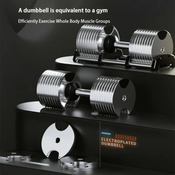 Haltères galvanisés, haltères professionnels de forme physique de gymnase, rotation interne, poids de 32kg, réglables, augmentation de 4kg, 2024