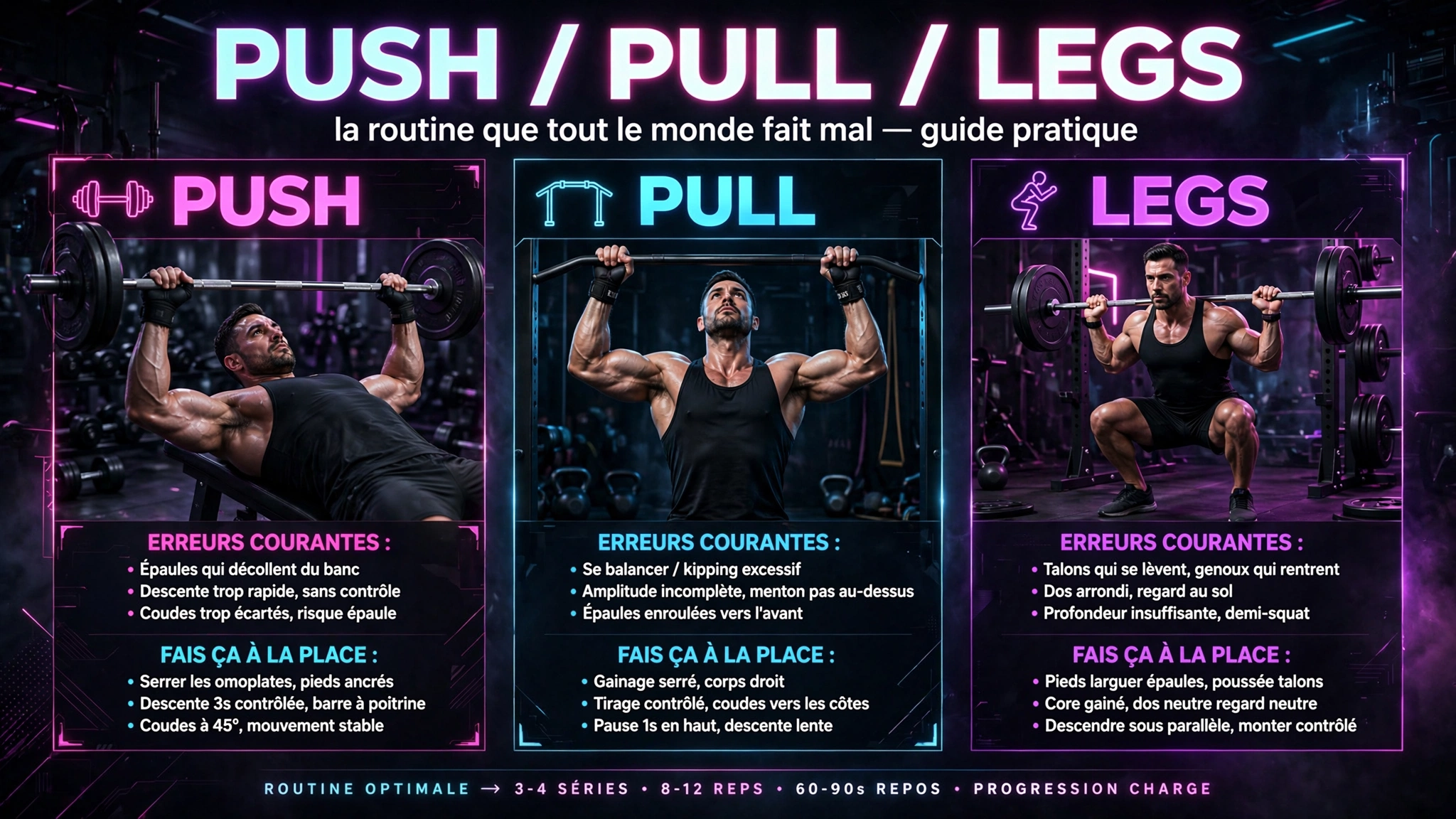 Push/Pull/Legs : la routine que tout le monde fait mal (guide pratique)